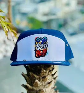 DR Area Codes Strapback Hat – 809 829 849 Embroidered Cap, Inspired by Dominican Republic, 100% Cotton 7 Panel, White & Navy Blue, Unisex