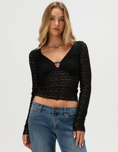 FULL TILT Texture Hardware Womens Long Sleeve Top