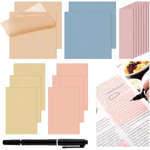 900 Pcs Clear Sticky Notes Transparent Sticky Note Pastel Sticky Notes Bible Study Journaling Supplies Translucent Clear Sticky Office Notes with Marker See through Self Sticky Notes(Cute Color) Jetec