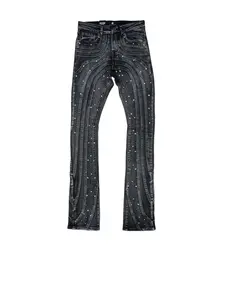 Focus Beaded Stacked Blk Wash Jeans