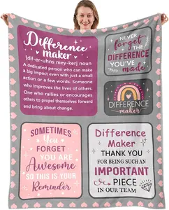 Difference Maker Gifts: Thank You & Retirement Farewell Blanket, 60x50in, Positive Affirmations for Women