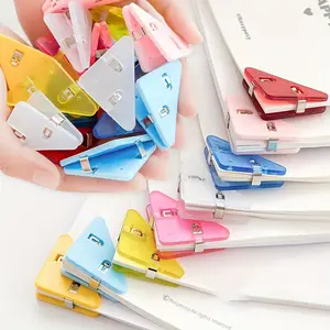 10pcs Nordic Creative Sealing Clips, Colorful Stationery Corner Clamps, Triangular Multi-Angle Bookclips, Anti-Roll Plastic File Folders, Paper Clips