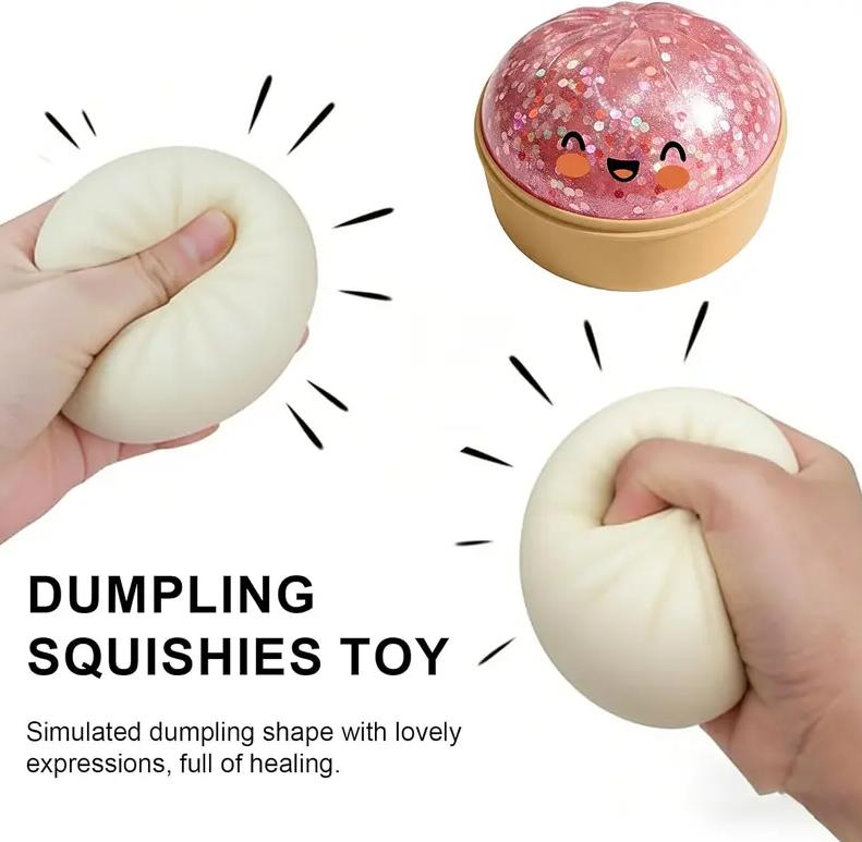 Viral Dumpling Squishy Mystery Blind Box ULTRA RARE Pink Glitter Hidden Edition | Dumpling Squishies Squishy Dumpling Slow Rise Stress Relief Fidget Toy Soft TPR Squeeze Ball Sensory ASMR Gift Adults Teens