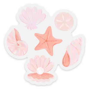Sea Shells Clear Waterproof Vinyl Sticker, 3x3"