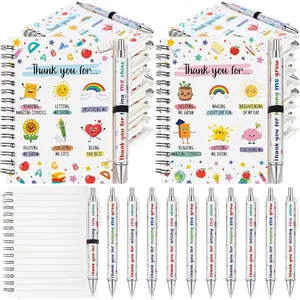 12 Sets Teacher Appreciation Notebooks and Ballpoint Pens Bulk Thank You for Helping Me Grow Teacher Gifts Spiral Notebooks for School Office Supplies