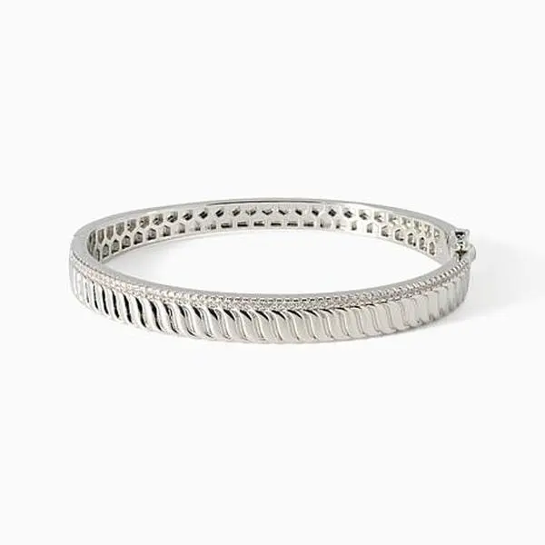 Bellezza Bronze White Topaz "S" Hinged Bangle Bracelet