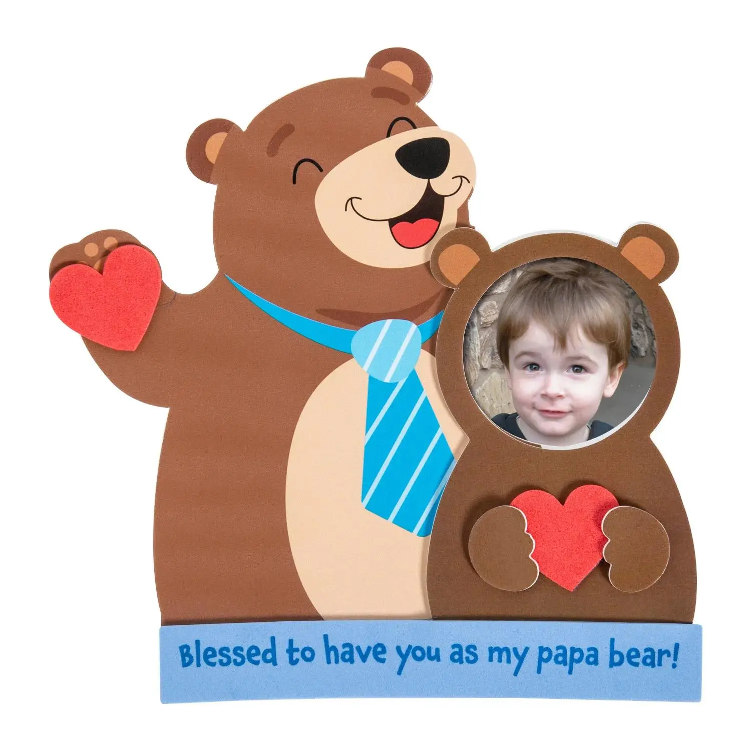 Blessed Papa Bear Photo Frame Magnet Foam Craft Kit - Makes 12, Dad Handmade Gift, Home Decor Accessory