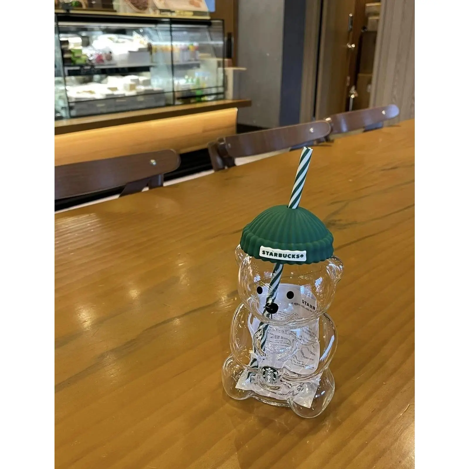 2026 Limited Edition Barista Bear Glass Sports Water Bottle, 503ml Festive Christmas Gift for Beverages