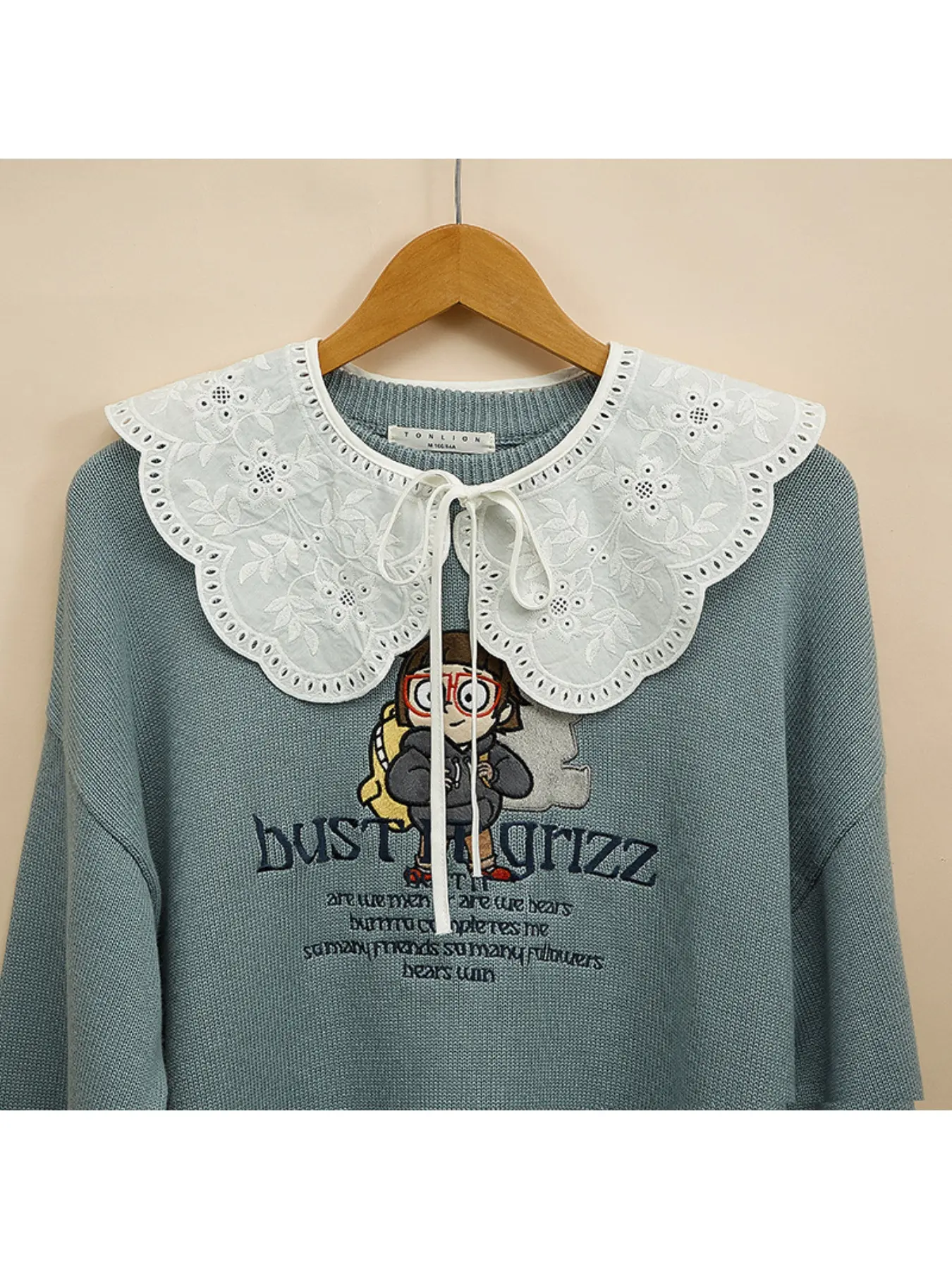 Korean-style shawl collar fake collar women's outerwear decorative detachable collar tie-on faux collar embroidered lace faux collar