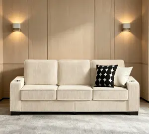3-Seater Compressed Corduroy Fabric Sofa, 83.86" Indoor Living Room Furniture