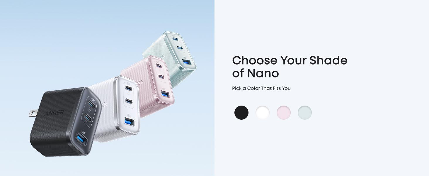 Anker Nano USB-C Charger Block with USB-C to USB-C Cable, 3-Port Fast Charger with Ultra-Fast 70W Output, for iPhone 17 /16 / 15 Series, MacBook, iPad, Pixel, Galaxy, and More