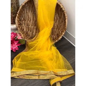 Yellow party wear dupatta