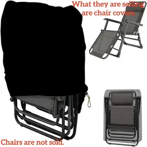 Waterproof Folding Lounge Chair Cover, Dustproof Protective Cover for Outdoor Zero Gravity Recliner, Portable Patio Chair Storage Bag