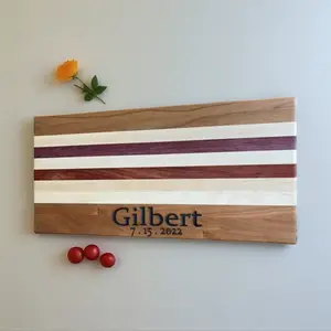 Personalized Rectangular Cutting Board - Custom Engraved Name & Date, Premium Hardwood, 18"x10"x1.5", Food-Safe, Reversible, Handcrafted in Ohio, Ideal for Weddings & Anniversaries, Wooden, Chopping