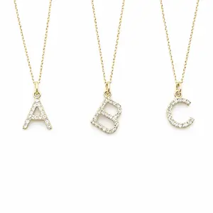 14k Gold and Diamond Initial Necklace