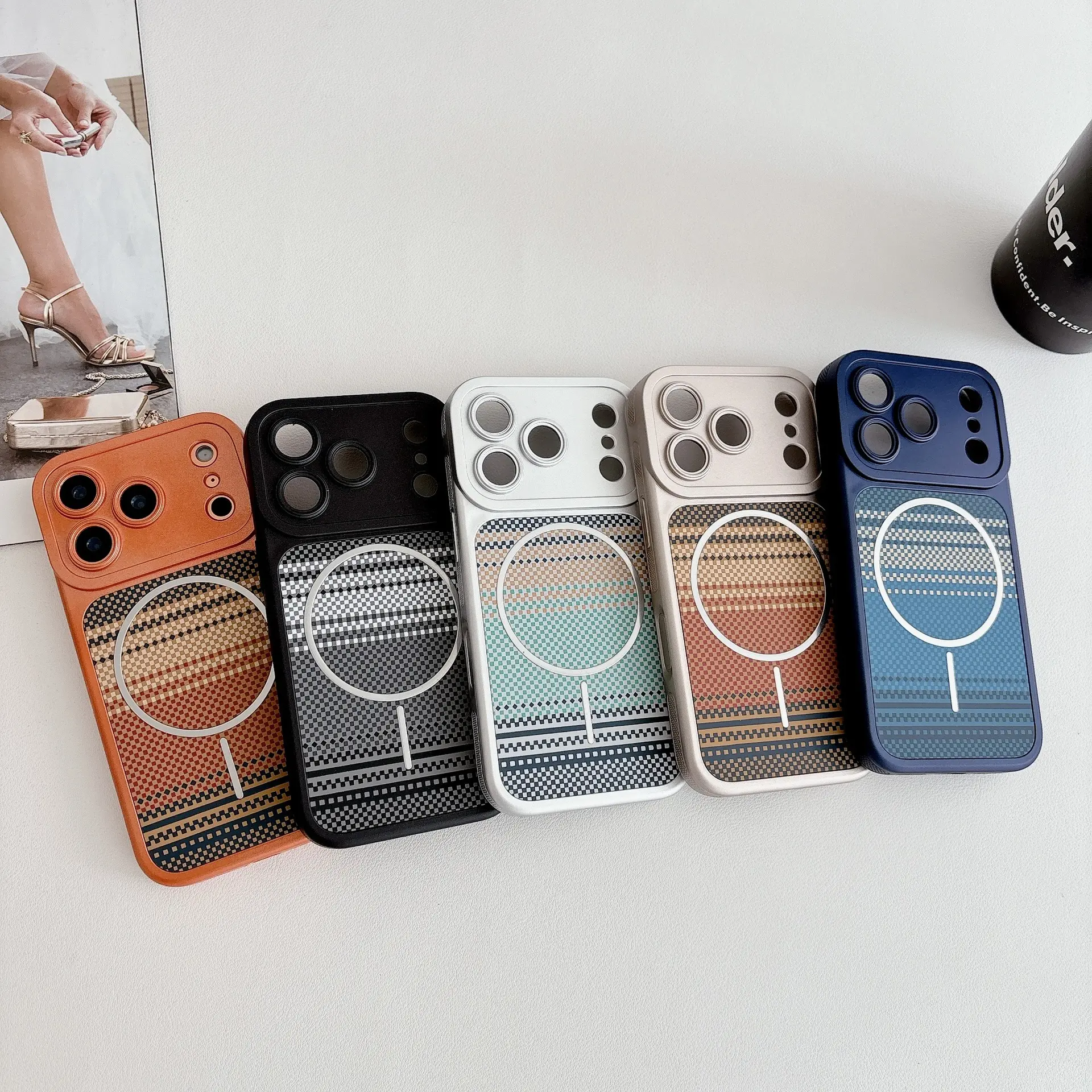Shockproof Leather Phone Case with Large Window Magnetic Shell & Carbon Fiber Pattern - Wireless Accessory for iPhone 17 Pro Max,16,15,14,13, Offering Protection & Shockproof Phone Cover Benefits