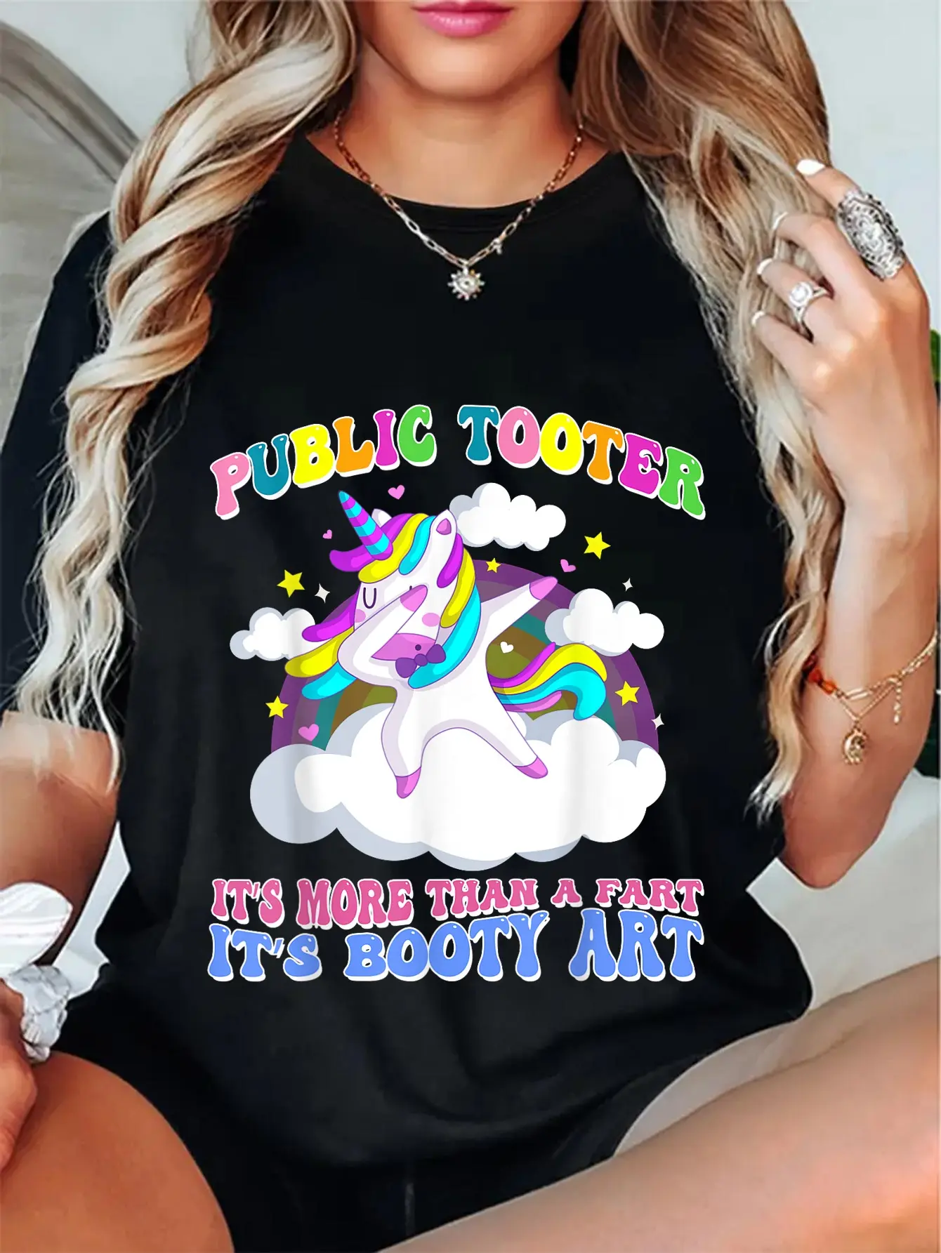 100% Cotton Unisex Public Tooter It's More Than A Fart Funny Unicorn Inappropriate Embarrassing Adult Meme T-Shirt Humor Outfit Graphic Printed Tee