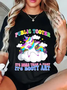 100% Cotton Unisex Public Tooter It's More Than A Fart Funny Unicorn Inappropriate Embarrassing Adult Meme T-Shirt Humor Outfit Graphic Printed Tee
