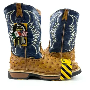 830 Ave Orix Ostrich Embossed Steel Toe Patron Work Boot - Goodyearwelt Construction, Comfortable Insert, Ostrich Print Boy, Footwear Closed