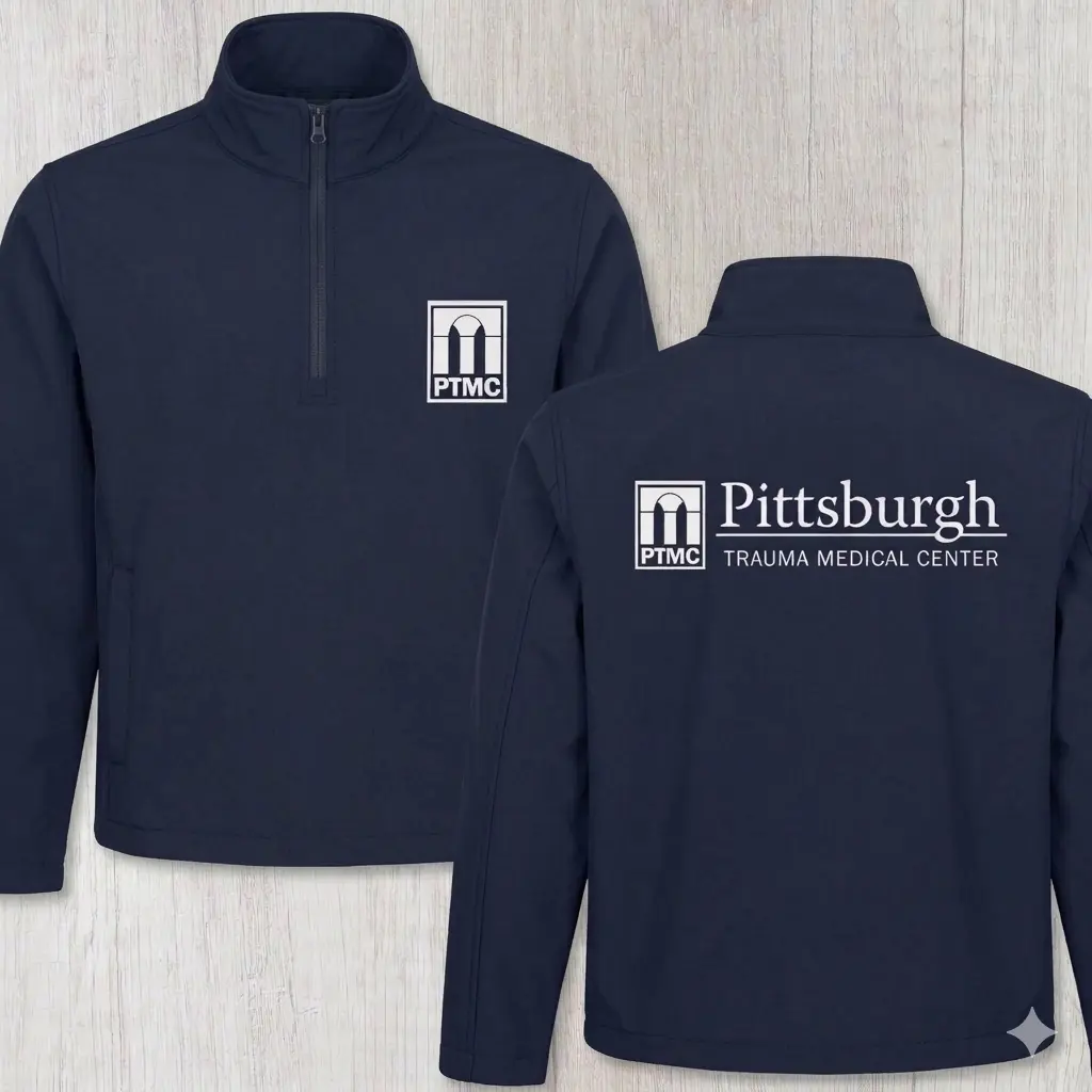 Women's Embroidered Pittsburgh Trauma Medical Center (PTMC) Full-Zip Hooded Sweatshirt, Long-Sleeve Casual Graphic Top