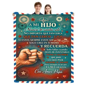 A Spanish letter and A Graduation Gift from PAPA to his Son&Daughter，Blanket for My Daughter, Personalized Spanish Blessing Message Blankets, Super Soft Sofa Blanket for Winter, Birthday, Christmas, Halloween Gifts for Daughter