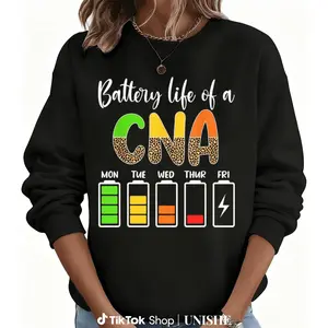Long Sleeve CNA Nurse Week Sweatshirt – Certified Nurse Assistant 100% Cotton Casual