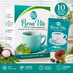 8 in 1 Instant Coffee Drink Mix Moringa Mangosteen Flavor Stevia Sweetened Coffee Sachets 10 Count 150g