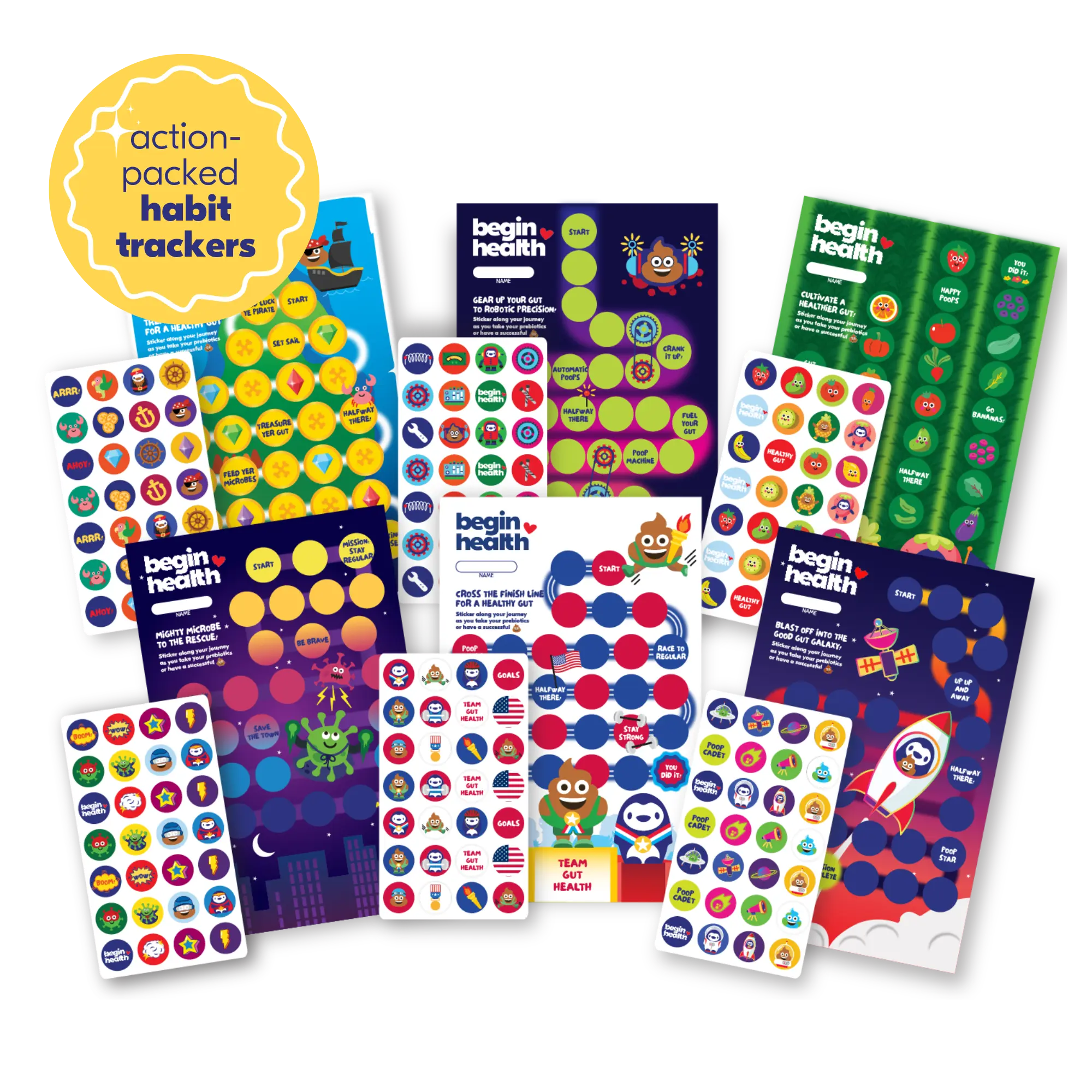 Poop Tracker Gamecards and Stickers🥇 6-Pack of Gut Health Themed ...