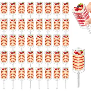 50 Pack Push Cake up Pop Containers, Heart Shape Cake Pop Shooter, Jelly Ice Cream Cupcake Push up Pop Containers with Lids for Mother's Day Wedding Dessert Table Supplies