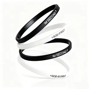 God Is First I Am Second Silicone Bracelet - Religious Faith Inspirational Wristband with Engraved Bible Verses and Cross for Daily Encouragement, Church Events & Spiritual Reminder Gifts for Men Women Teens