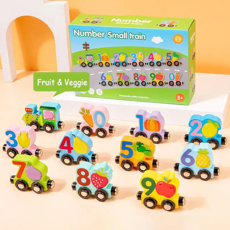 Toys for Toddlers, 11 Magnetic Wooden Animals Train Set, Montessori Toys for Toddlers, Learning Activities, Sensory Activities for Kids, Birthday Gifts for Boys, Girls