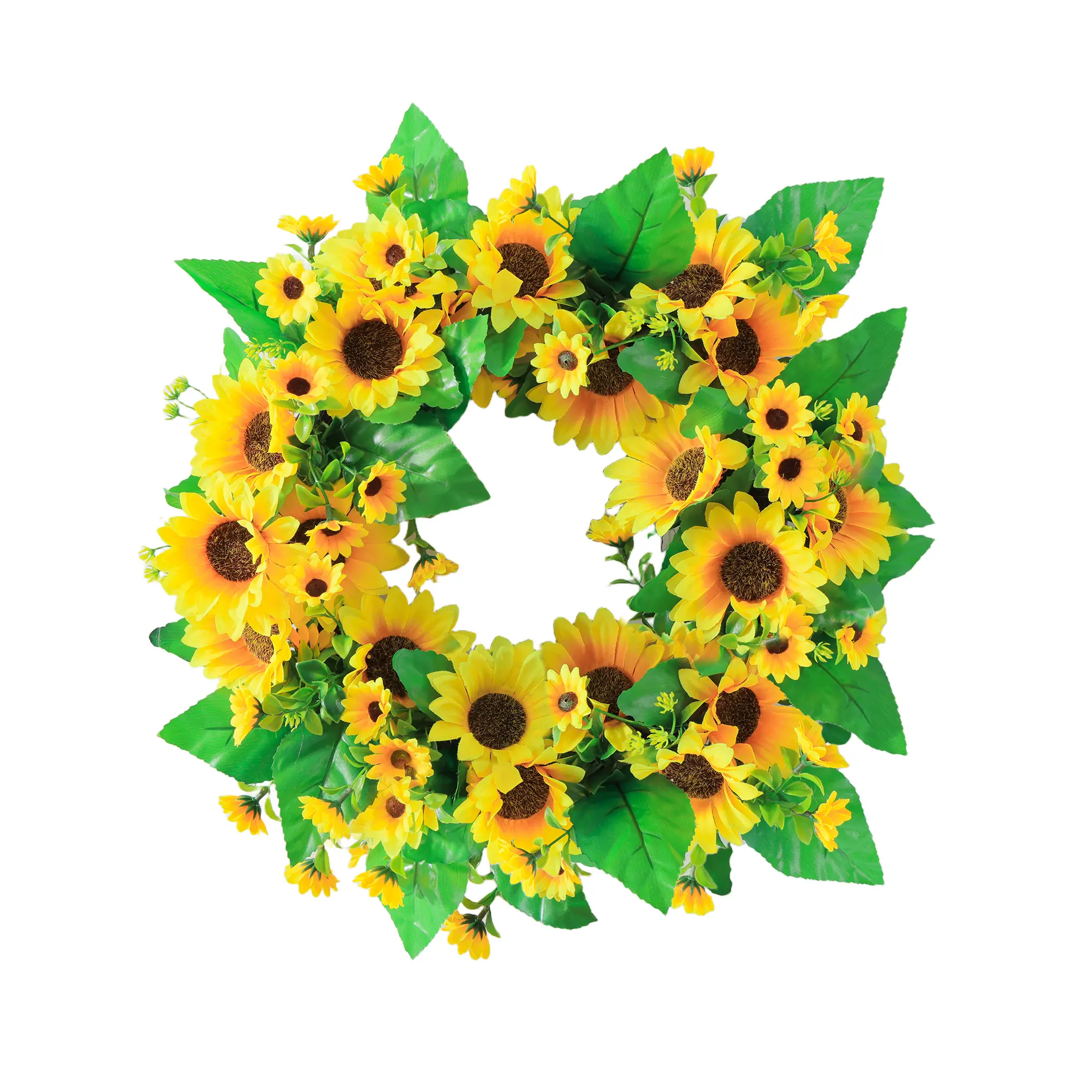 20in 50cm Plastic Decorative Sunflower Wreath - Farmhouse Home Decor, Front Door Ornaments, All-Year-Round Housewarming Gift