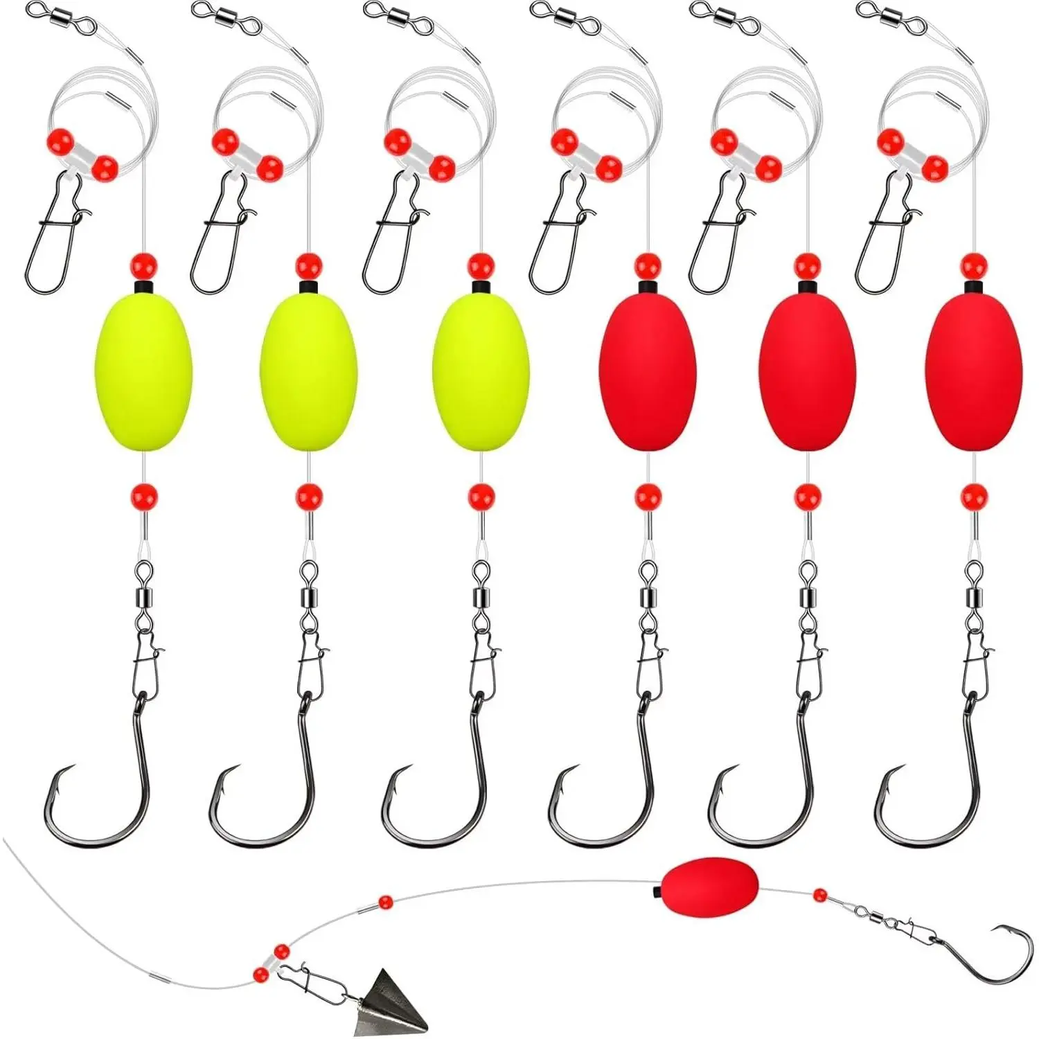 Float Rigged Fish Finder, 20.5in 90LB Wind Resistant Surf Fishing Gear, 6PCS 5/0-8/0 Equipment for Shark, Bluefish