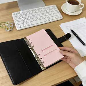5 Textured Business Card Holders, Budgeting & Daily Expenses Organizer, Handmade Paper Insert Pockets, Classic Style