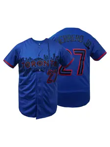 Men's Toronto #27 Embroidered Baseball Jersey Loose Fit V-Neck Short Sleeve Sports Top for Casual Wear, Outdoor Activities
