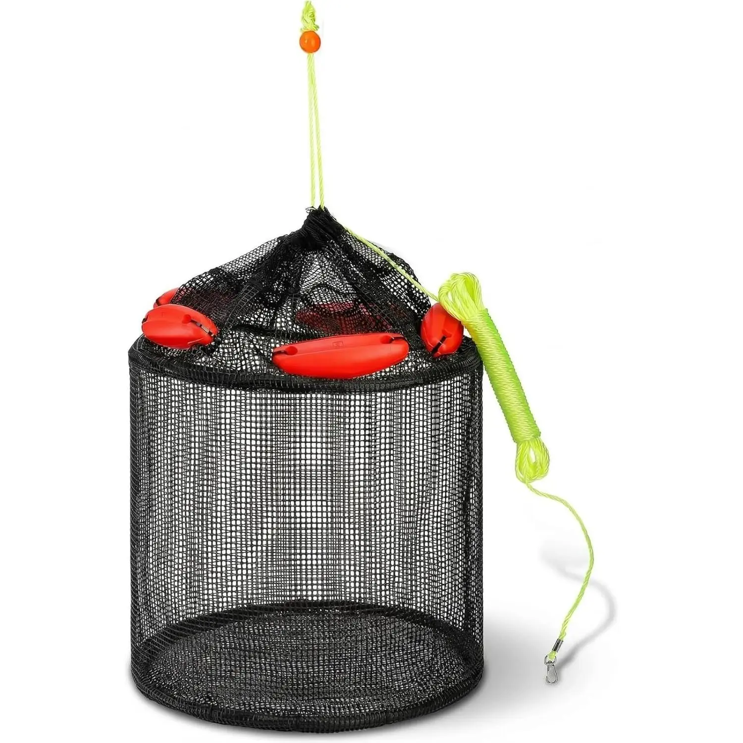 Extra Large Floating Fish Basket for Live Caught Fish, 15×16 inch Foldable Lobsters Basket for Fishing Live Well, Heavy Duty Rubber Coated Net