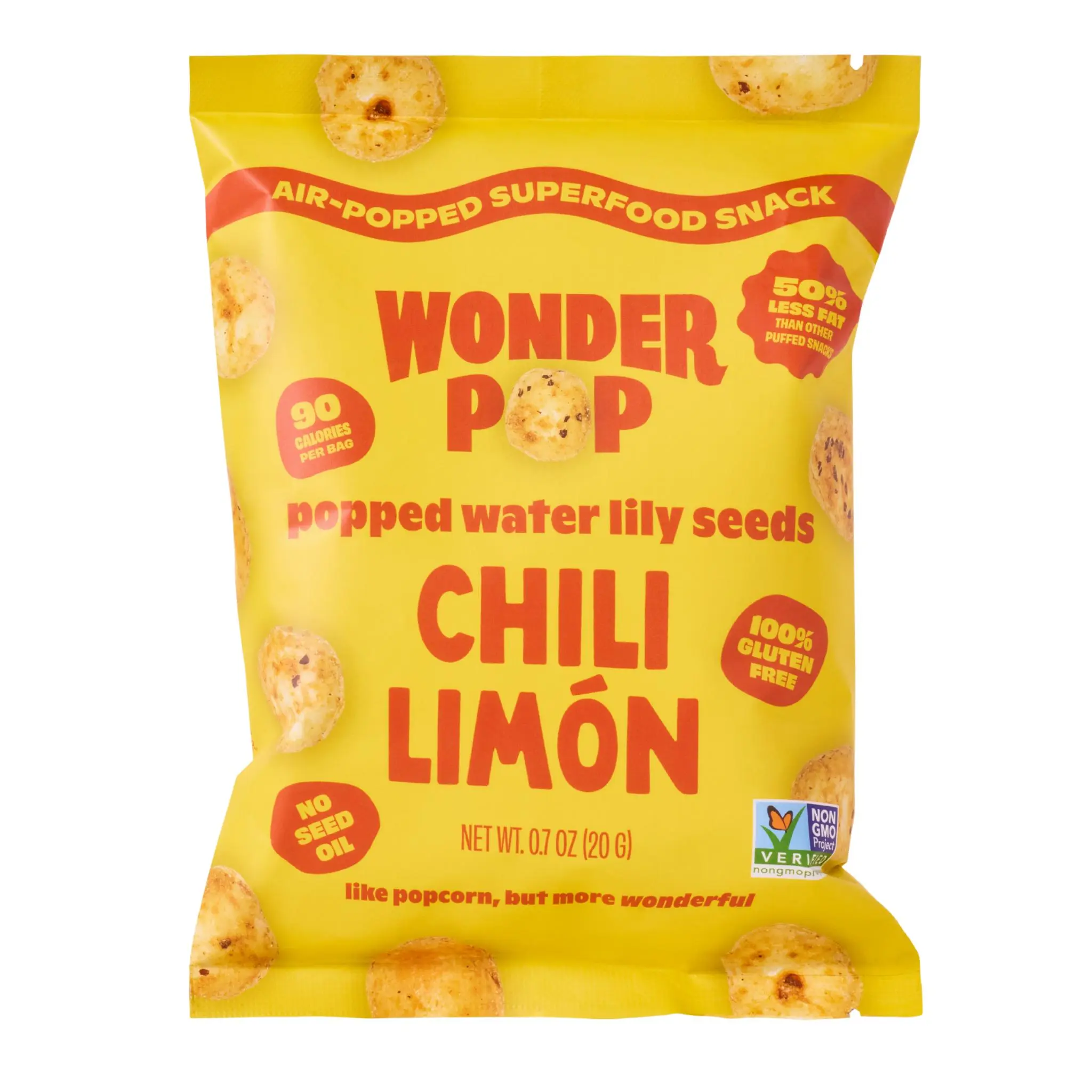 WonderPop Air-Popped Water Lily Seeds - Chili Limon 0.7 oz Snack Bag
