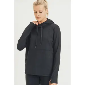 Active Essential Hoodie Pullover with Thumb Holes | Black