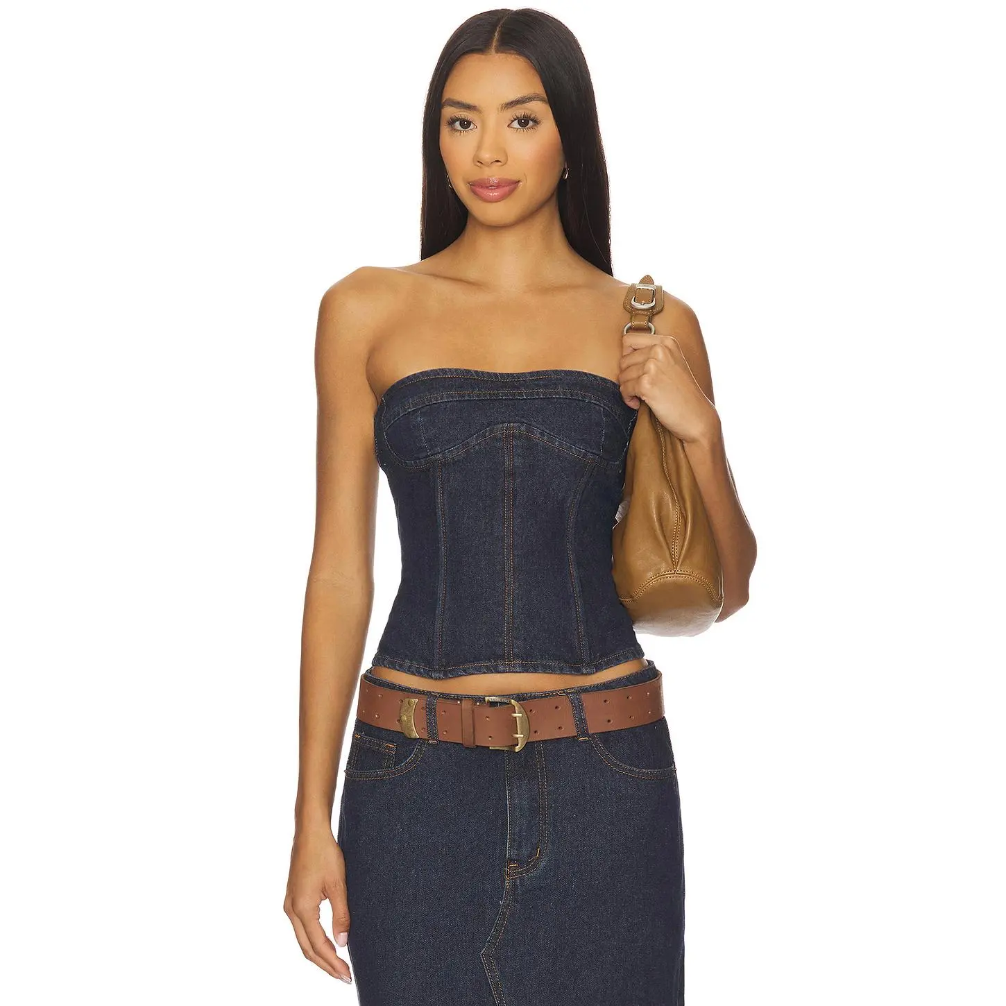 LIONESS Sweetness Strapless Top in Indigo