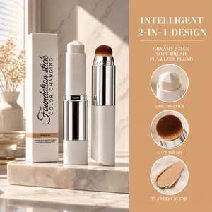 Natural Color 2-in-1 Color-Changing Foundation Stick, Lightweight Comfortable Clear Base Makeup, Hydrating Concealer, Long-Lasting Formula