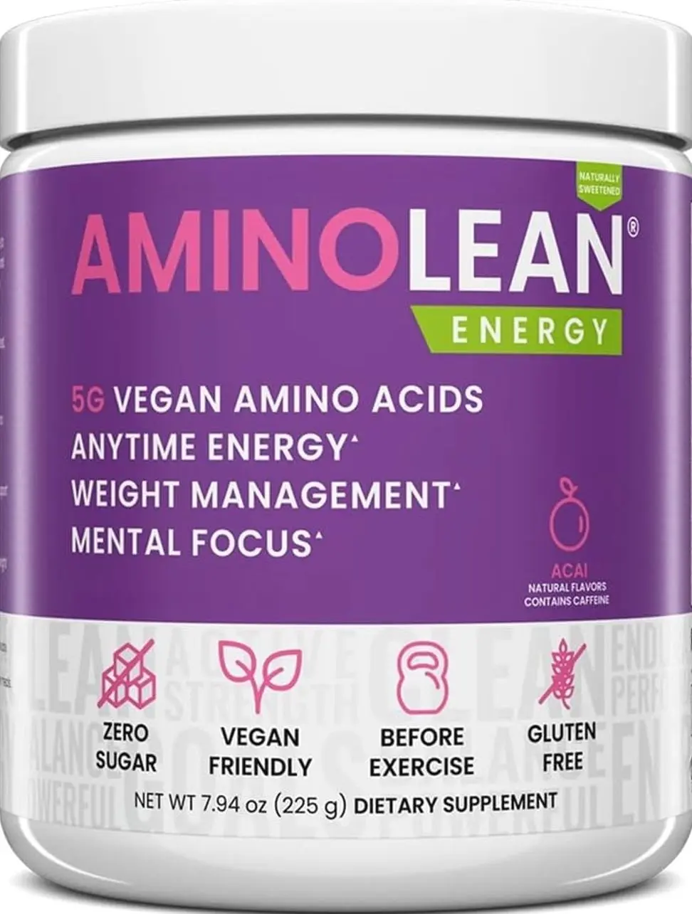 RSP NUTRITION AminoLean Natural Pre Workout Powder, Sucralose Free Amino Energy with No Artificial Dyes, Vegan BCAAs and Weight Management, Acai, 25 Serv