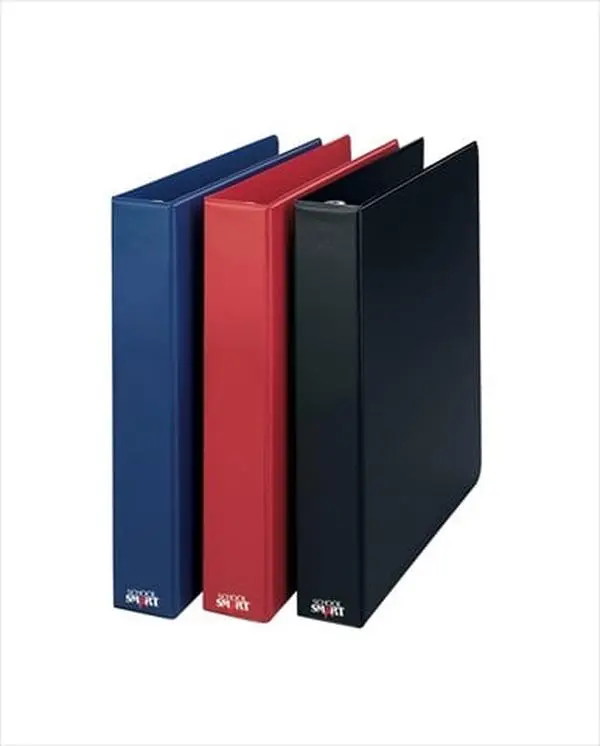 School Smart 1.5 In. Vinyl Round Ring Binder, Black - General Purpose, 2 Deep Inner Pockets, 47-52% Recycled Content, Heavy-Gauge Chipboard for Durability and Appearance