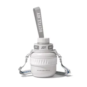 BOTTLE JOY COLORFUL GLUG JUG WATER BOTTLE, 500ML/17OZ DOUBLE WALL 316 STAINLESS STEEL,GRAY