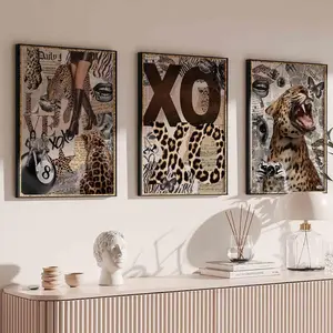 Poster Fashion Stylish Wall Art Print Trendy Leopard Roar Print Set of 3 Cheetah Prints Home Decor Trendy Aesthetic