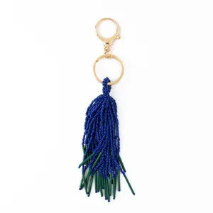 Diana Tassel Beaded Bag Charm Navy + Emerald Green