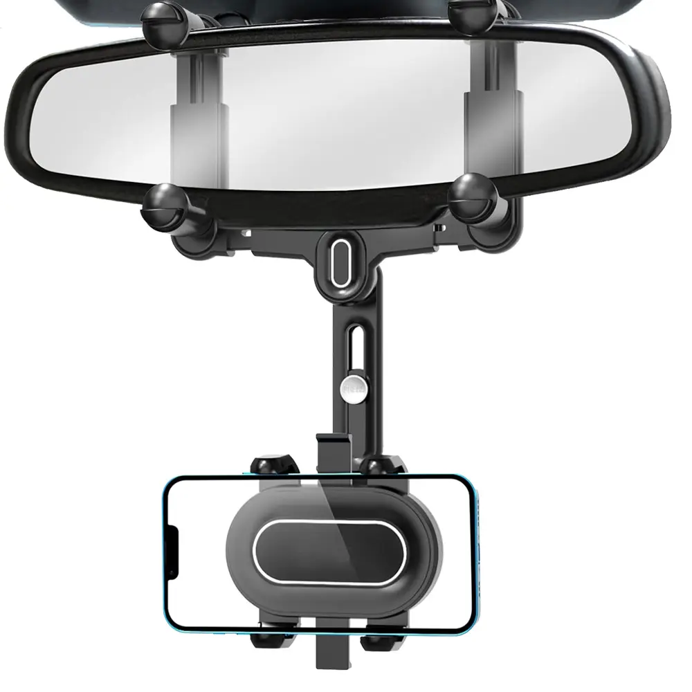 Car Cellphone Mount - 360° Rotatable Arm Mirror Mount, 7th Gen Adjustable Rearview Mirror Holder, Multifunctional Car Accessories, Retractable Navigation Aid, Universal Size, Easy to Fold and Store