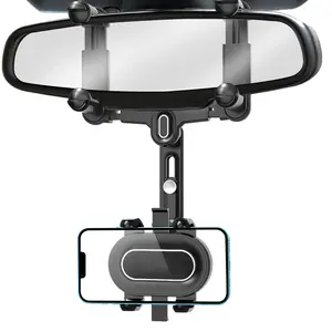 360° Car Rearview Mirror Holder Stand Mobile Cell Smart Phone GPS Phone Mount Holder Rotatable & Retractable