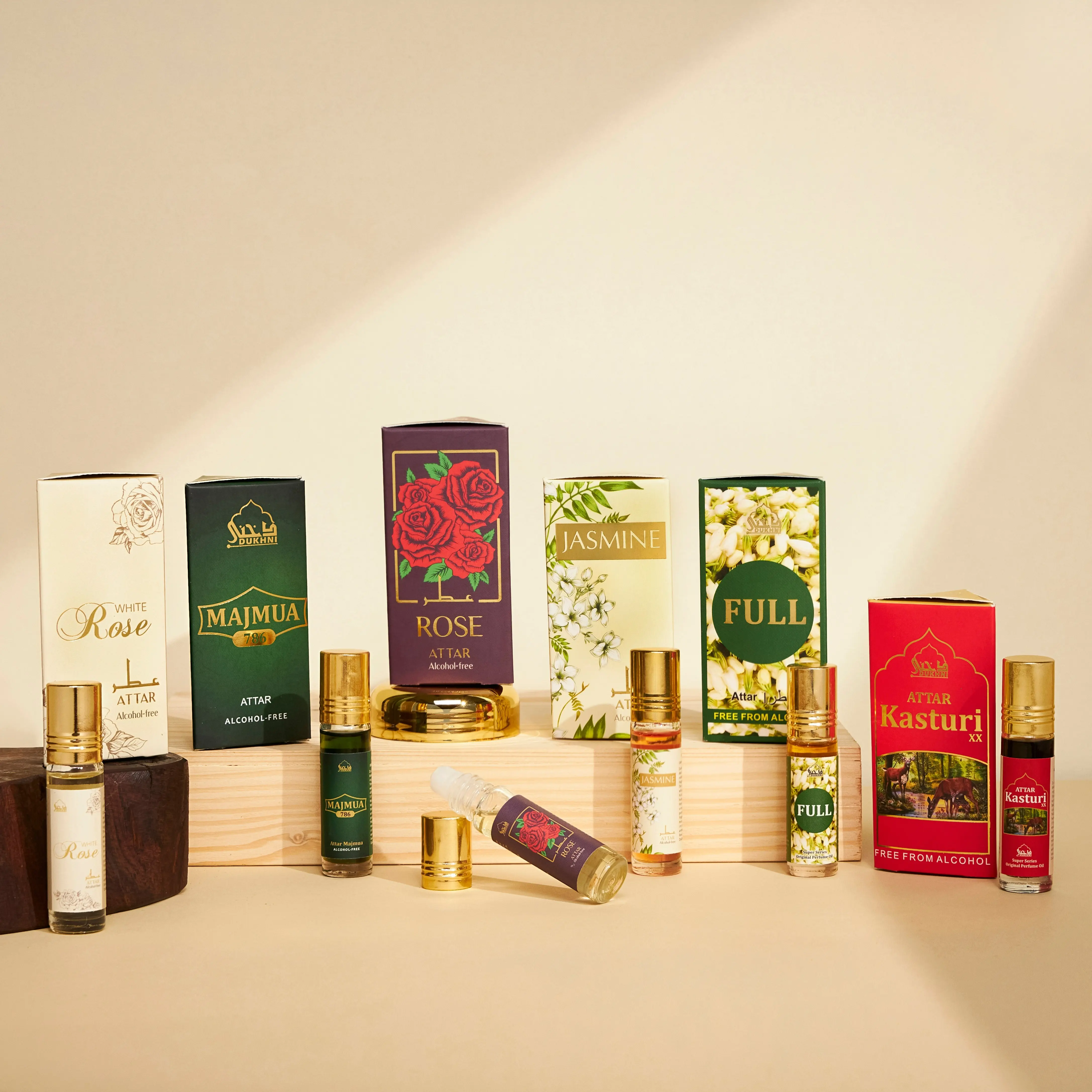 Dukhni Floral Attar Oil Set - 6 Assorted Roll-On Fragrance Oils for Personal Use, Beauty & Fragrance Collection