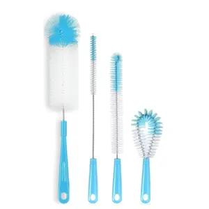 4-Pack Baby Newborn Bottle Brushes, Long Handle Cleaning Brush, Flexible Water Bottle Cleaner, Ideal for Narrow Mouth Bottles, Infant Bottles, Wine Aerator, Sports Bottles, Glassware