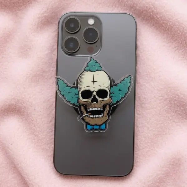 Clown Skull with MagSafe Phone Grip, Horror Aesthetic Magnetic Phone Holder, Kawaii Scary Fan Gift , Kindle Accessories sticky Baby mount Library Card Flower-Shaped Multi-Functional Stand Universal Car Double-Sided Octo Adjustable Portable
